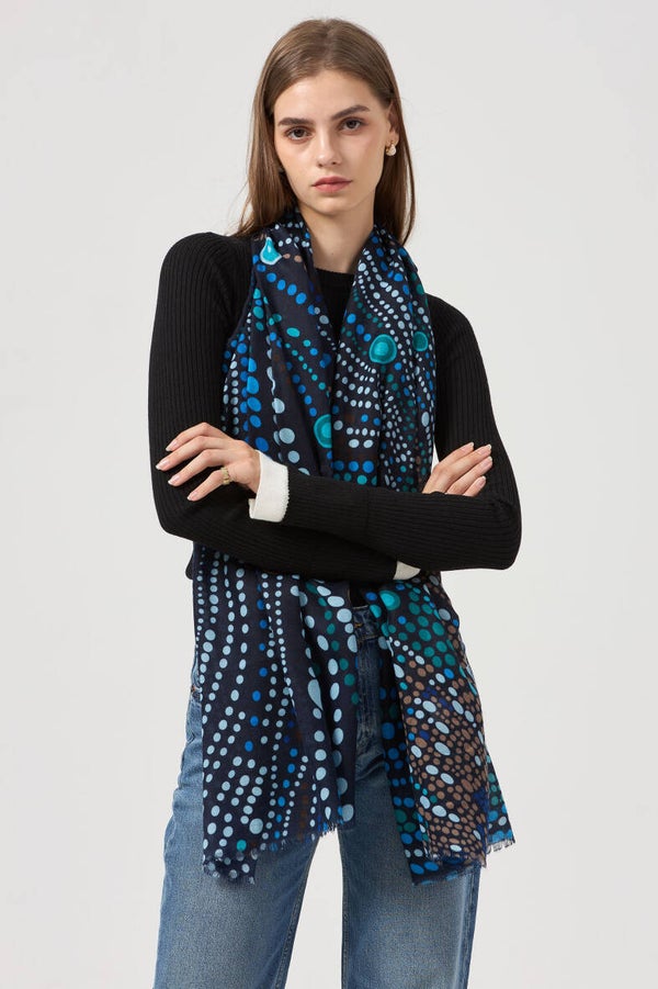 Foulard fin imprimé pois
