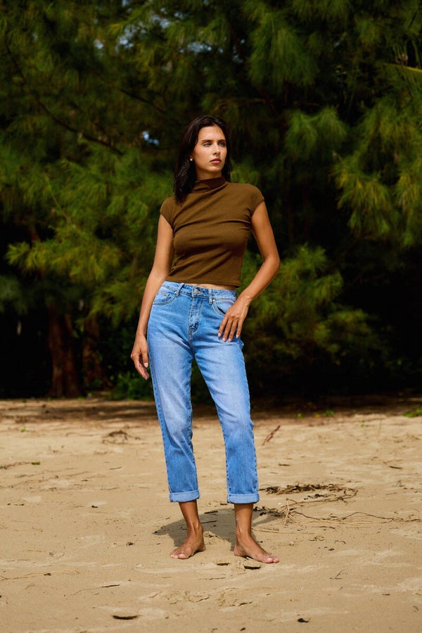 Jeans mom "Jeanne" ( Ourlet à revers )