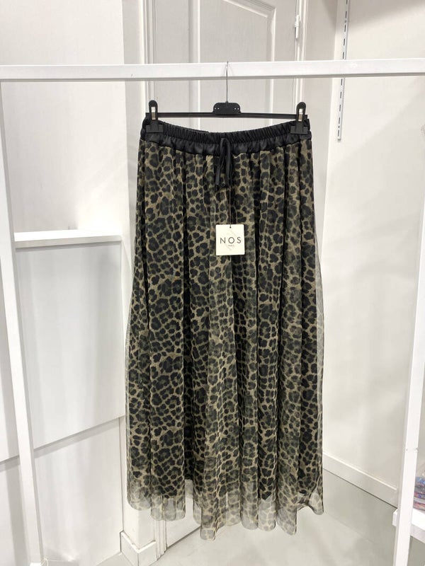 Jupe plissée imprimé LEOPARD kaki
