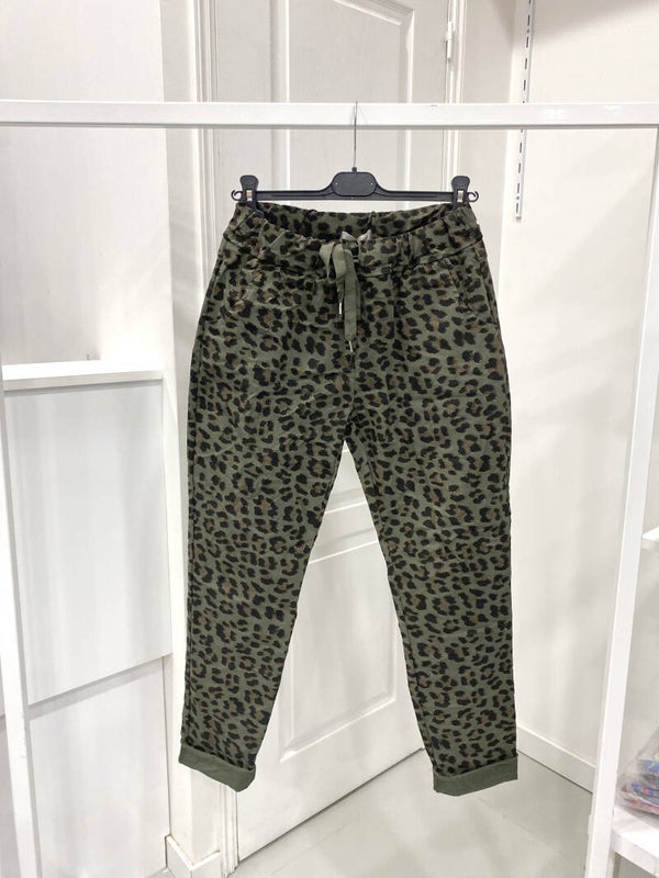 Pantalon Pantalon imprimé LEOPARD PAILLETTE" kaki