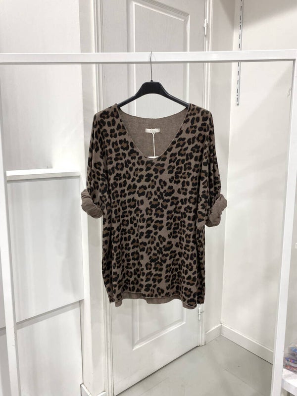 Pull léger  LEOPARD "marron"