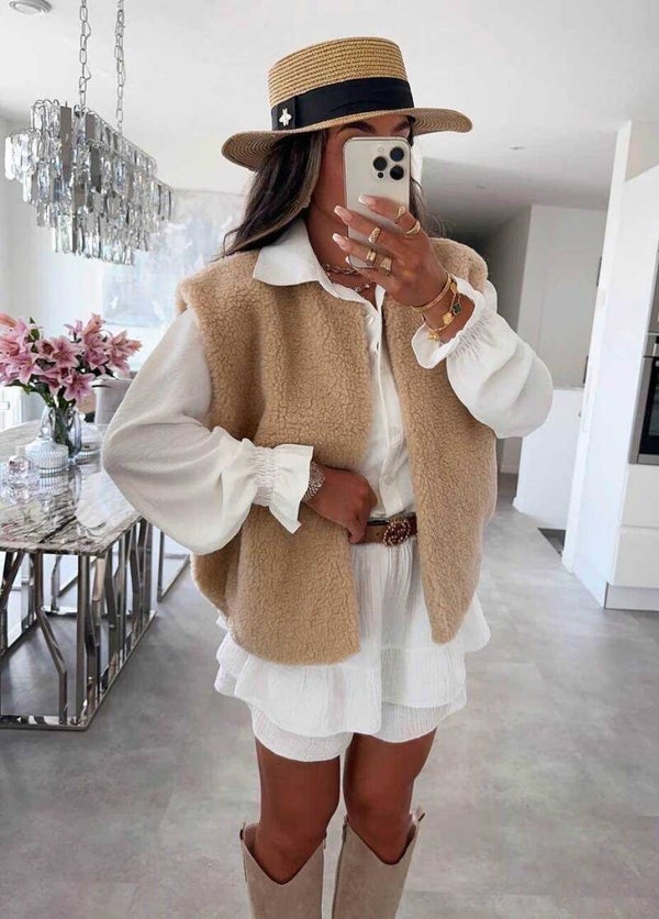 Veste sans manches moumoute
