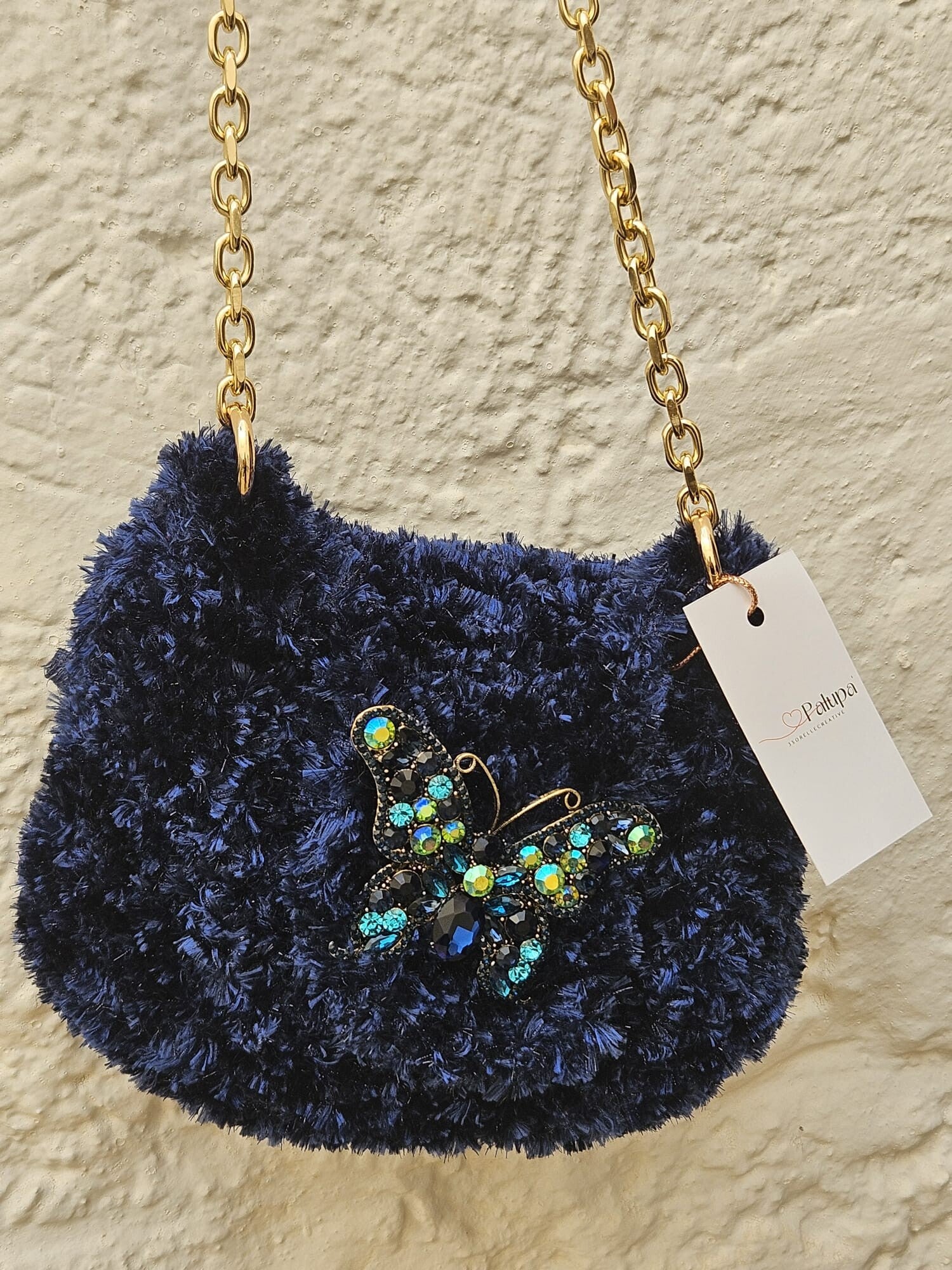 Borsetta blue con farfalla gioiello