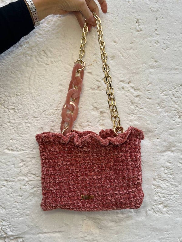 Tracolla ciniglia rosa antico