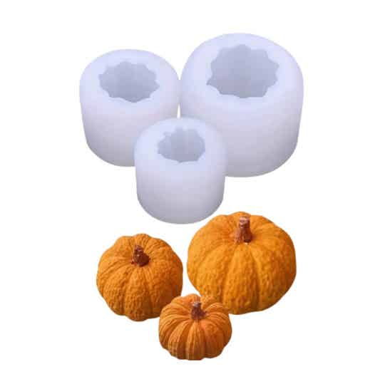 Kaarsenmallen | 3 Realistische Pompoenen