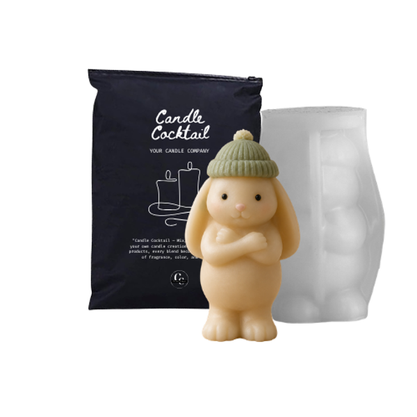Kaarsenmal | Staand Konijn met Muts | Candle Cocktail® | #399