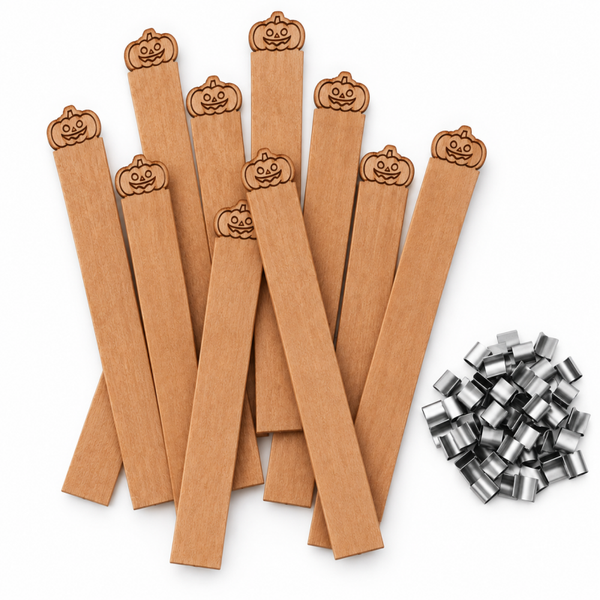 Houten Lont | Halloween Pompoen | Incl. Lontvoetjes | Candle Cocktail®