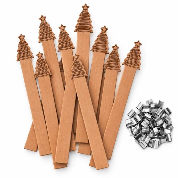 Houten Lont | Kerstboom | Incl. Lontvoetjes | Candle Cocktail®