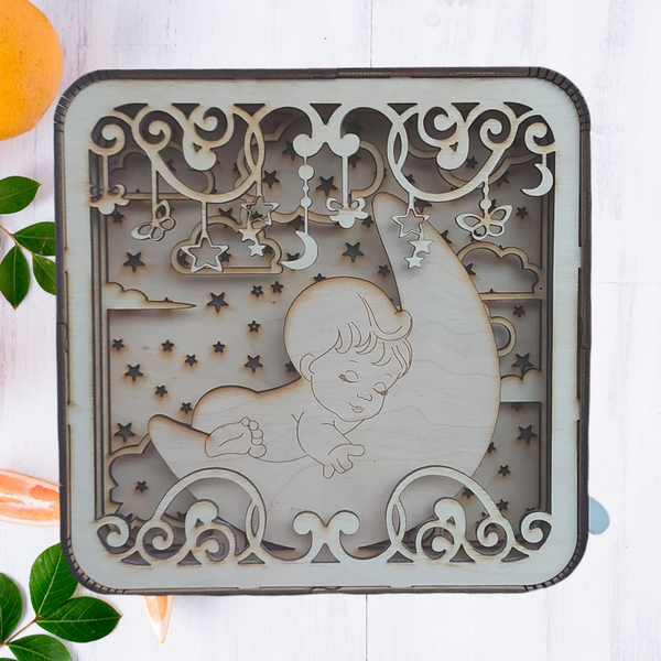 Houten Lichtbak Nachtlamp (baby)