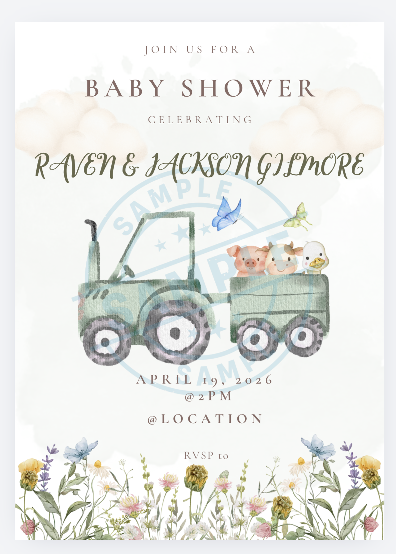 Watercolor Farm Invite