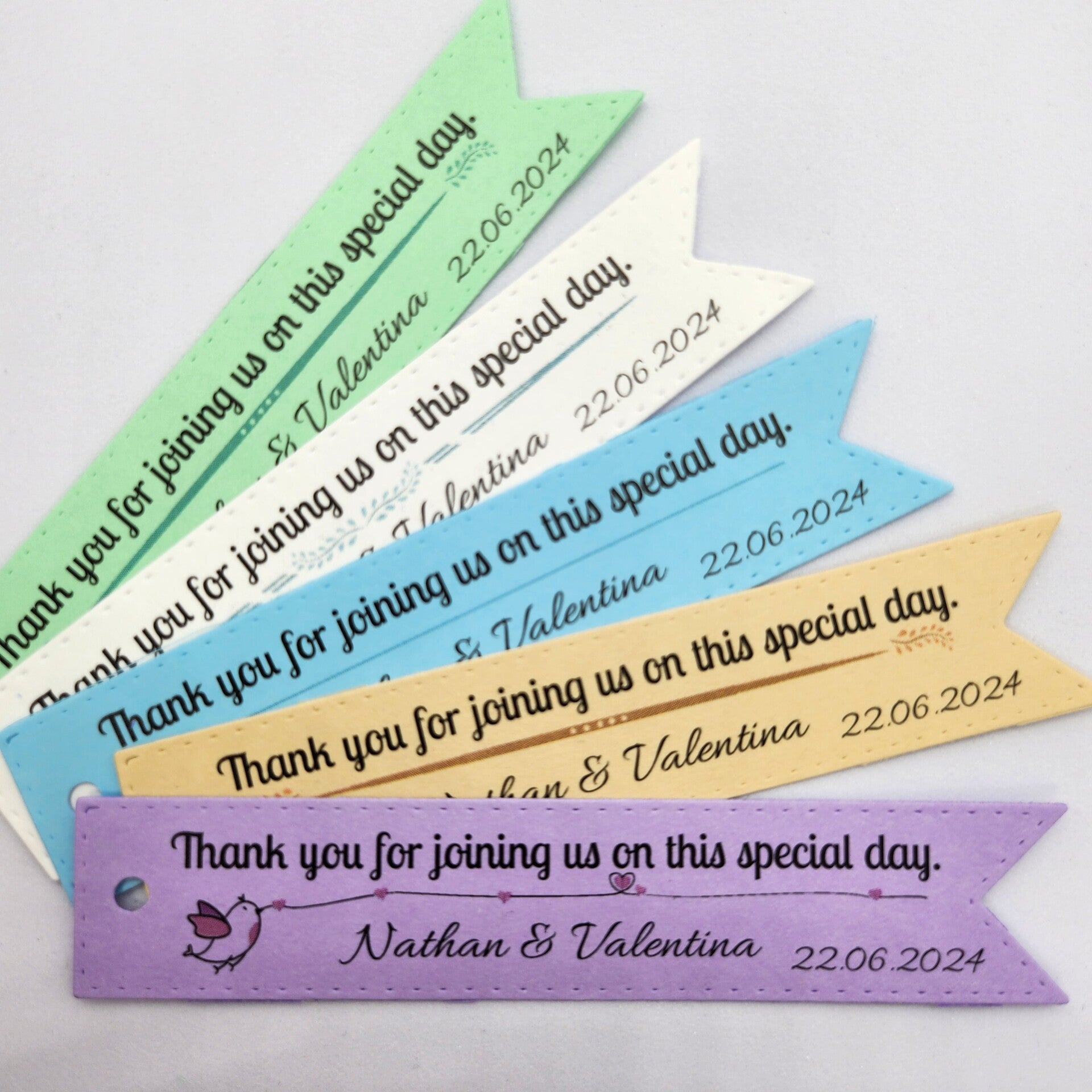 8.7cm x 1.7cm Personalised Wedding Favour Tags