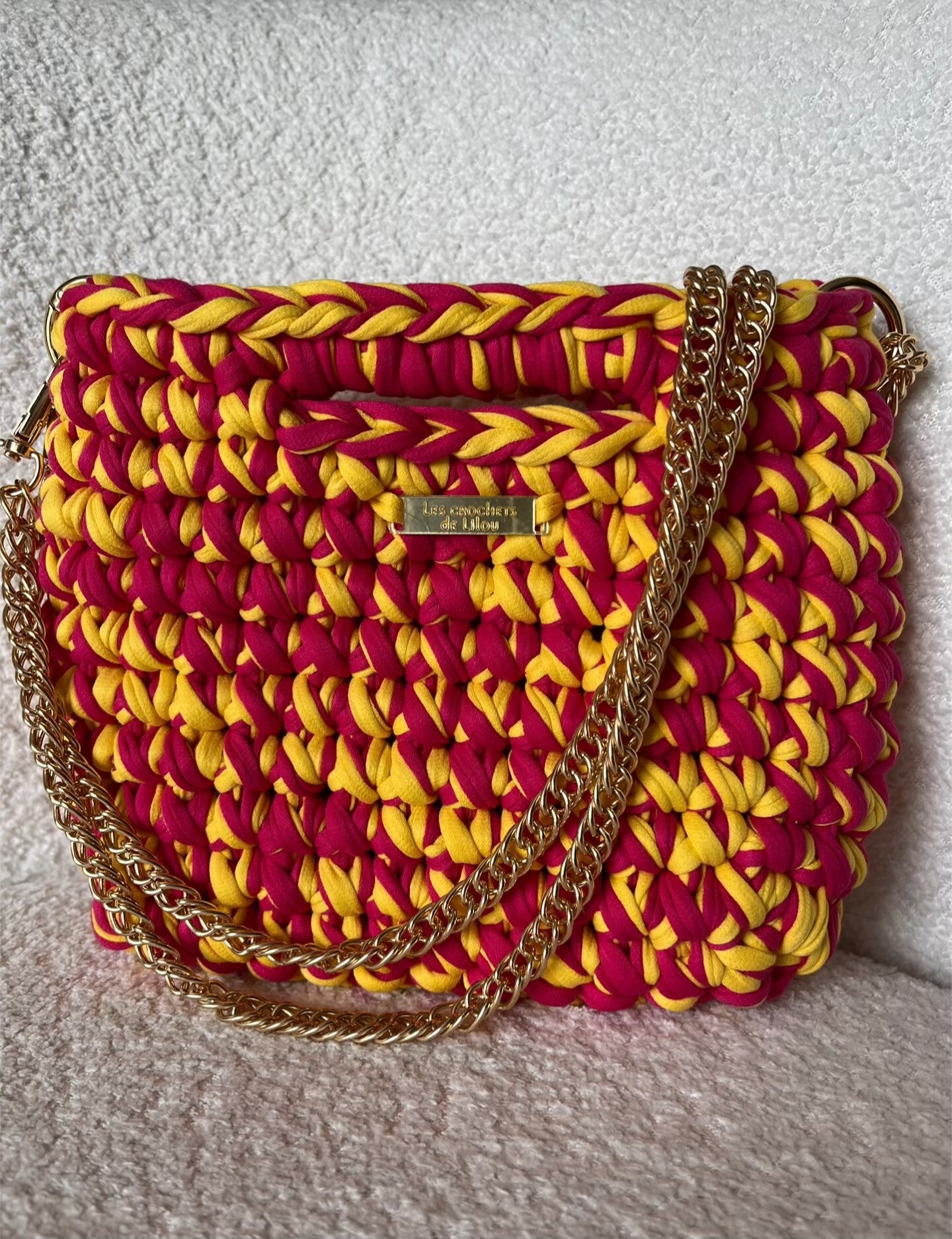 Sac Looméa jaune et rose fuschia