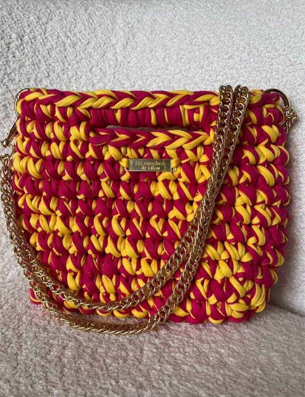 Sac Looméa jaune et rose fuschia