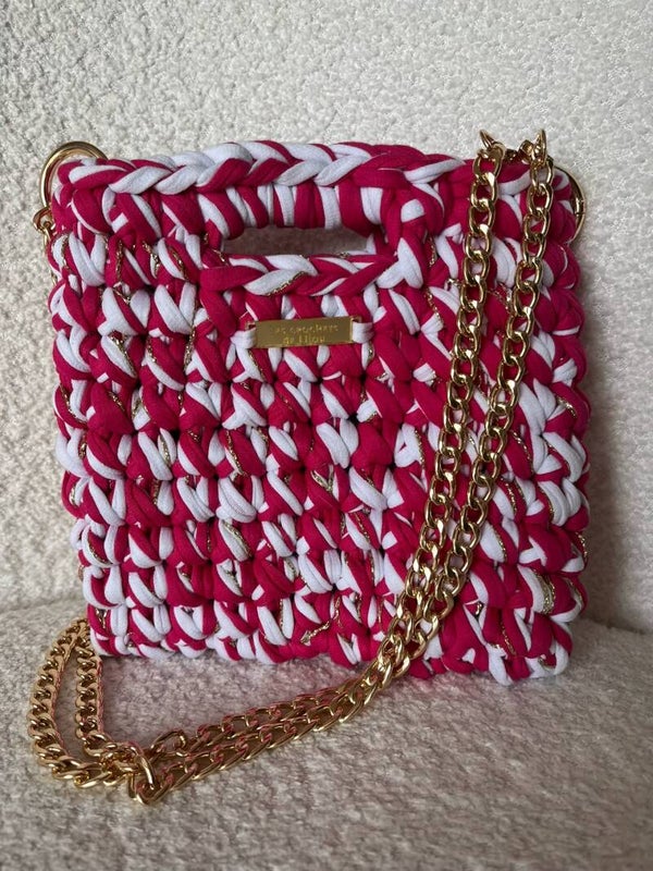 Sac Looméa rose fuschia et blanc neige