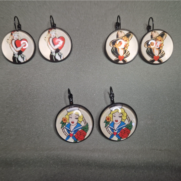 Pin up Cabochon Ohrringe