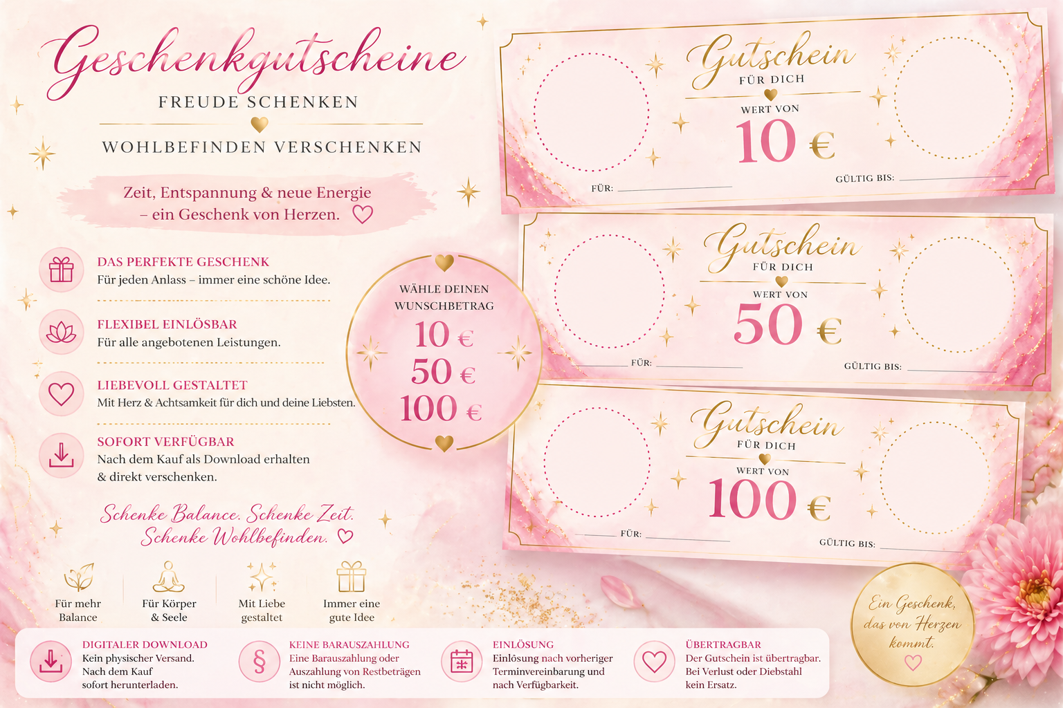 🌸 Geschenkgutscheine – Wohlbefinden verschenken 🌸