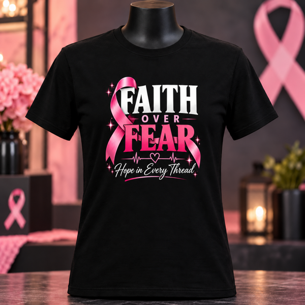 Faith Over Fear Breast Cancer Awareness T-Shirt
