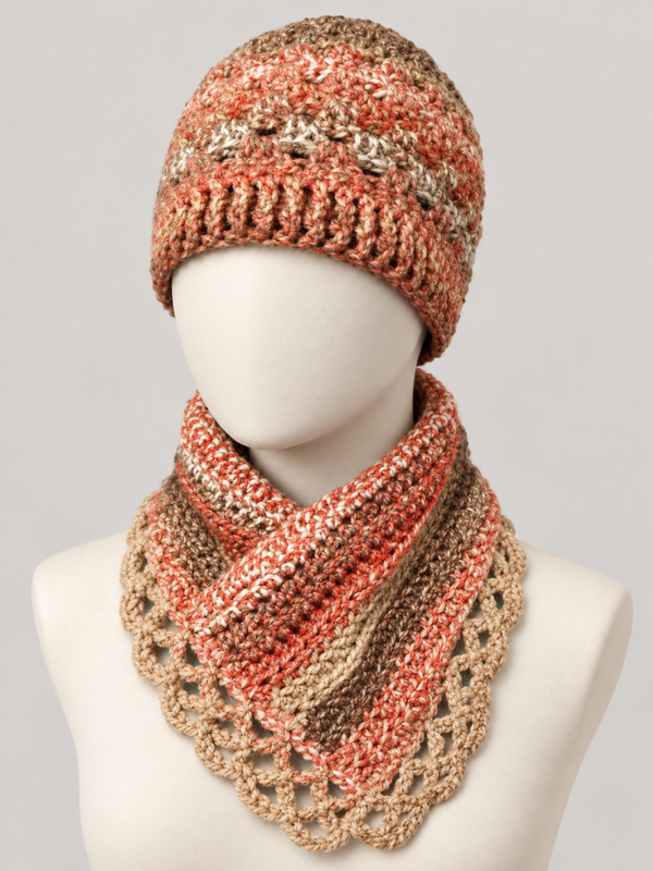 Handmade Crochet Beanie & Lacy Neck Warmer Set — Made to Order