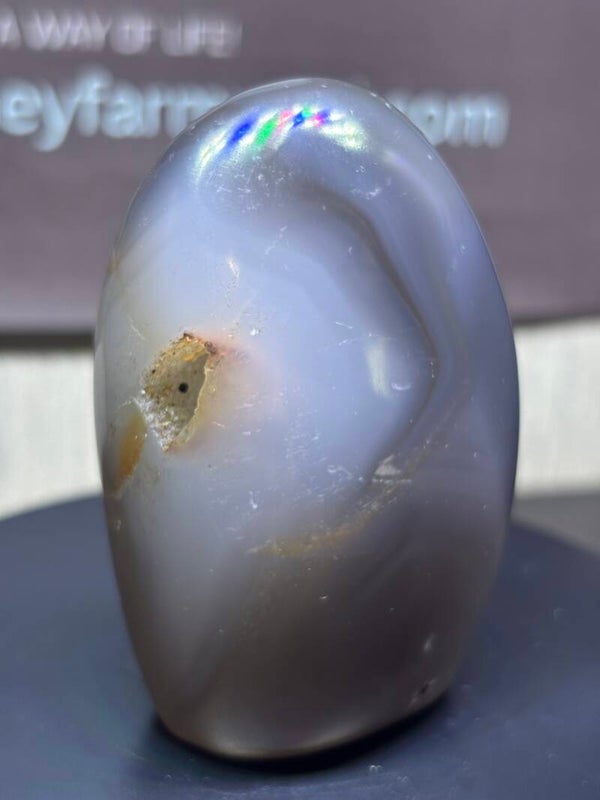 Blue Orca Agate Freeform (UV reactive and small druzy)