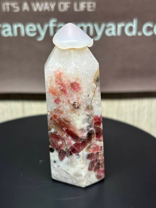 Pink Tourmaline in Quarts tower
