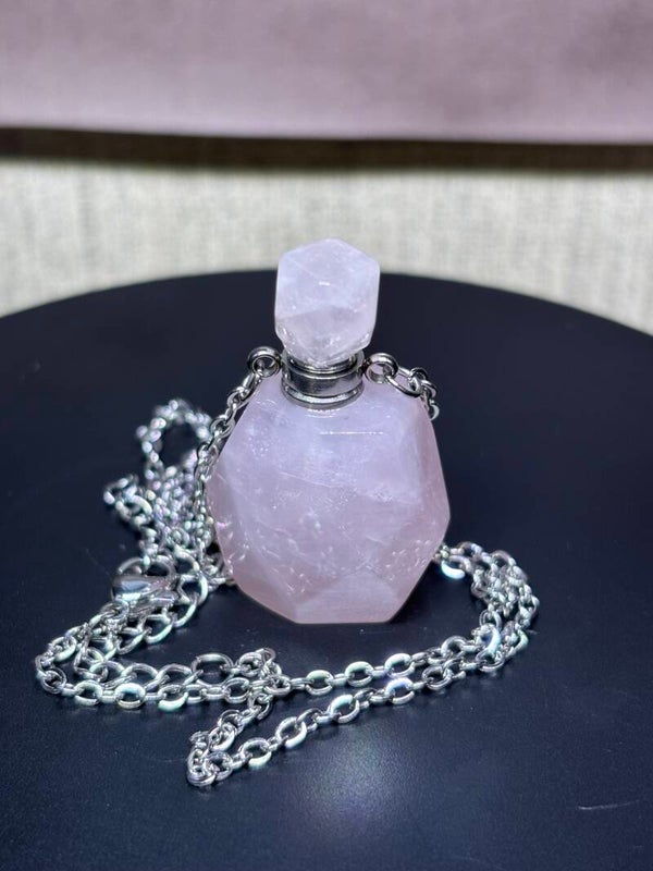 Rose Quartz Potion bottle necklace
