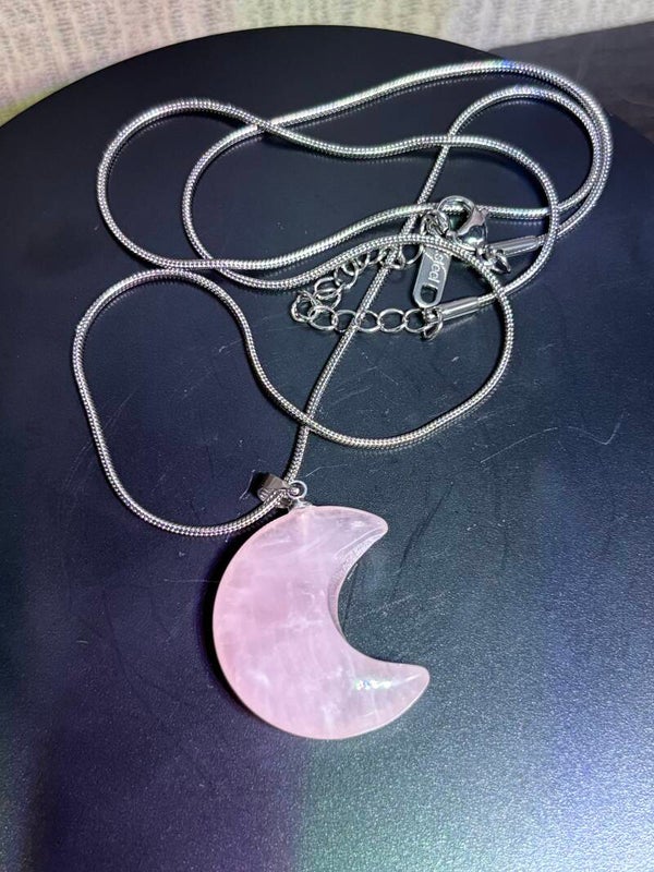 Rose Quartz Moon Necklace