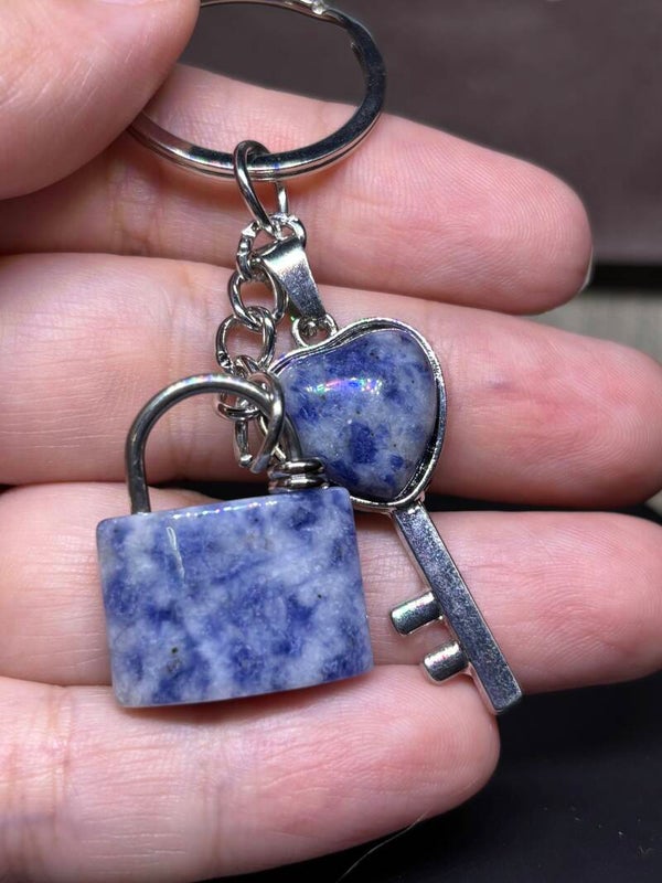 Sodalite Lock & Key Keychain