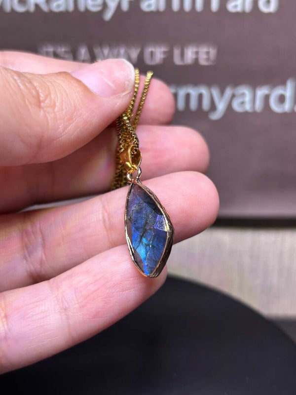 Labradorite Gold Pendant Necklace