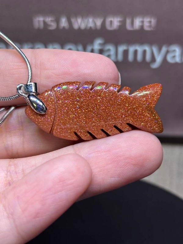 Goldstone Fishbone Necklace