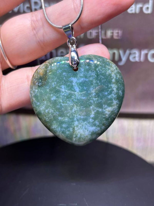 Moss Agate Heart Necklace