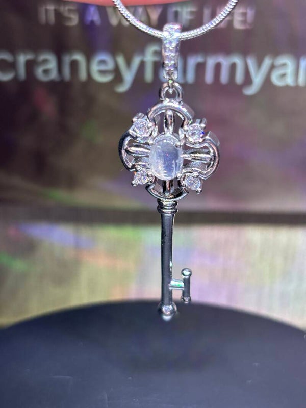 Moonstone Key Pendant Necklace
