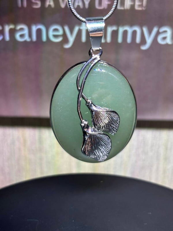 Green Aventurine Leaf Pendant Necklace