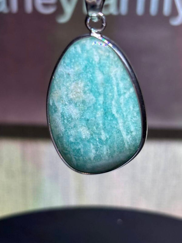 Black Obsidian, Amazonite, and Rose Quartz Necklaces