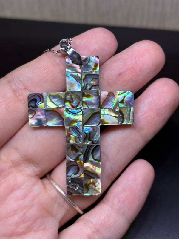 Abalone Shell Cross Necklace