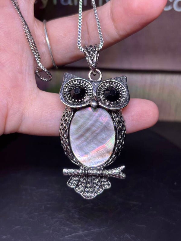 Owl Abalone Shell Necklace