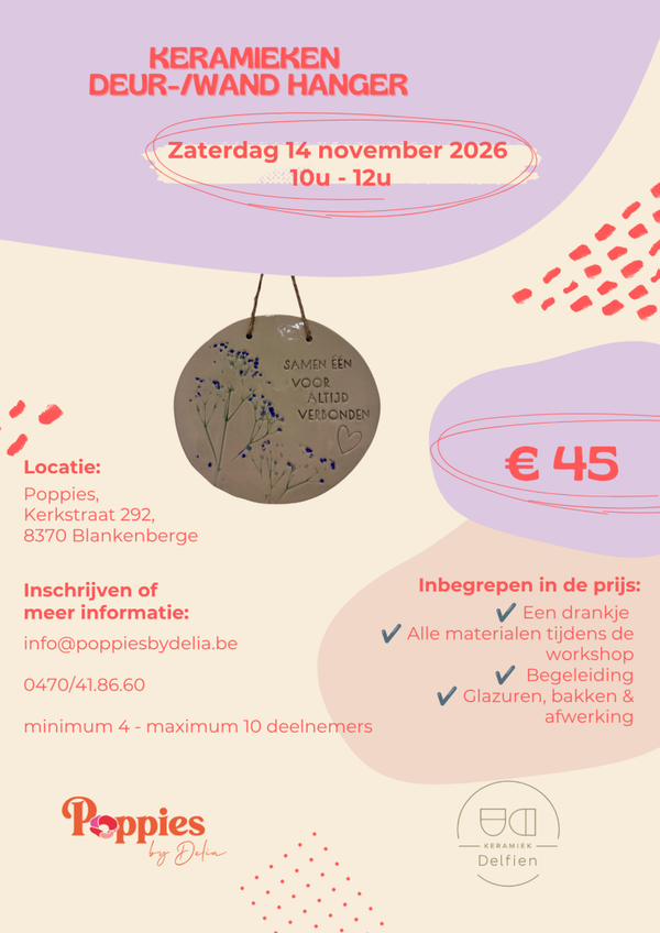 WORKSHOP KERAMIEK: maak jouw eigen keramieken deur- of wandhanger!