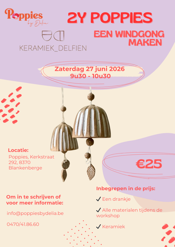 2 JAAR POPPIES: EEN WINDGONG MAKEN MET KERAMIEK DELFIEN