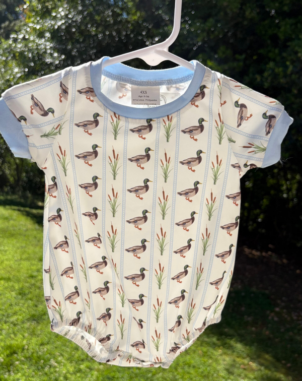 Duck Striped Bubble Romper