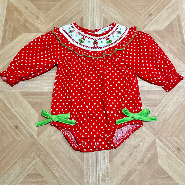 Polkadot Smocked Grinch Bubble