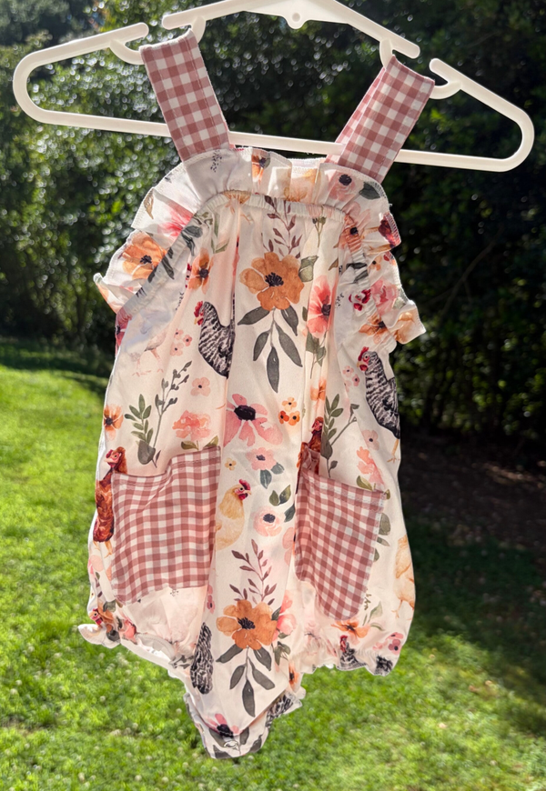 Chicken Printed Bubble Romper