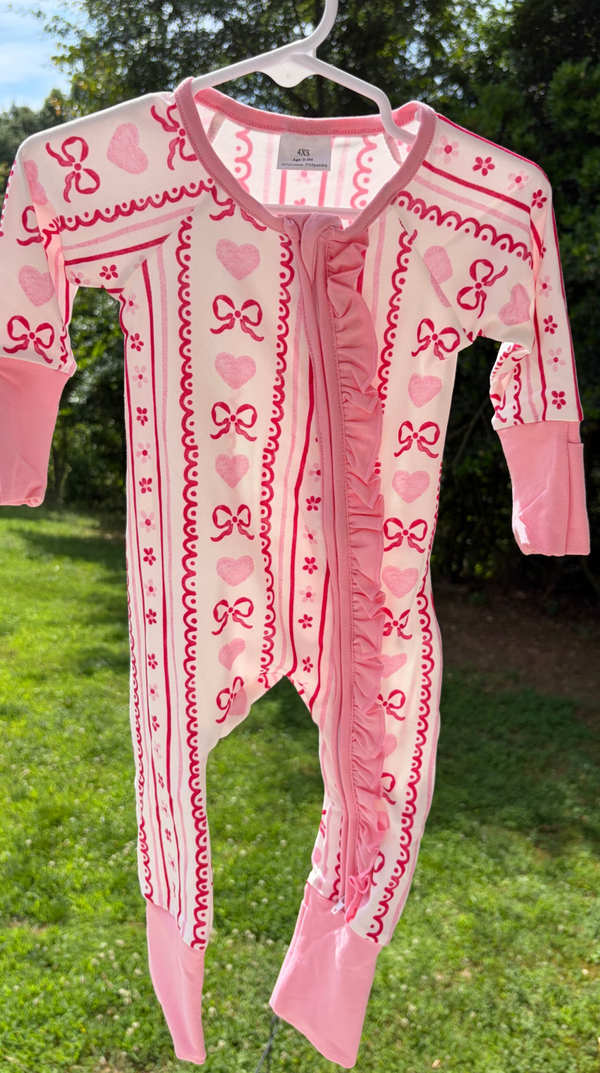 Ruffle Bows Zipper Romper