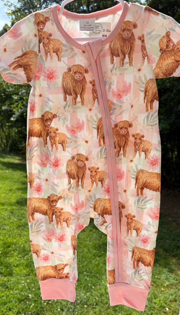 Cow Print Zipper Romper