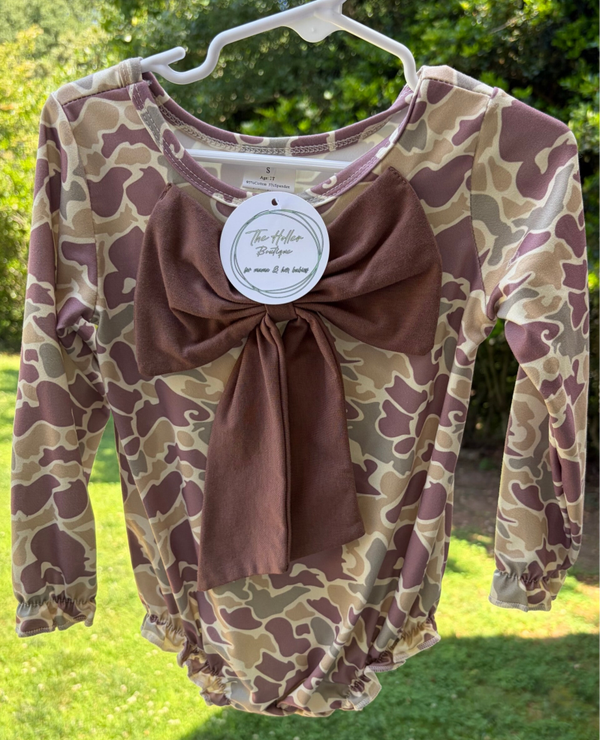 Camo Bow Bubble Romper