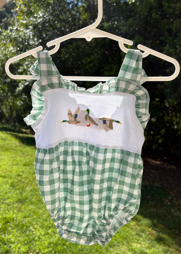 Checkered Duck Appliqué Romper