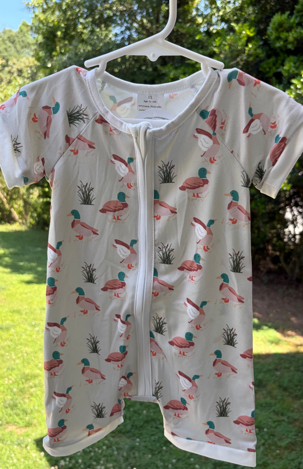 Duck Print Zip Romper