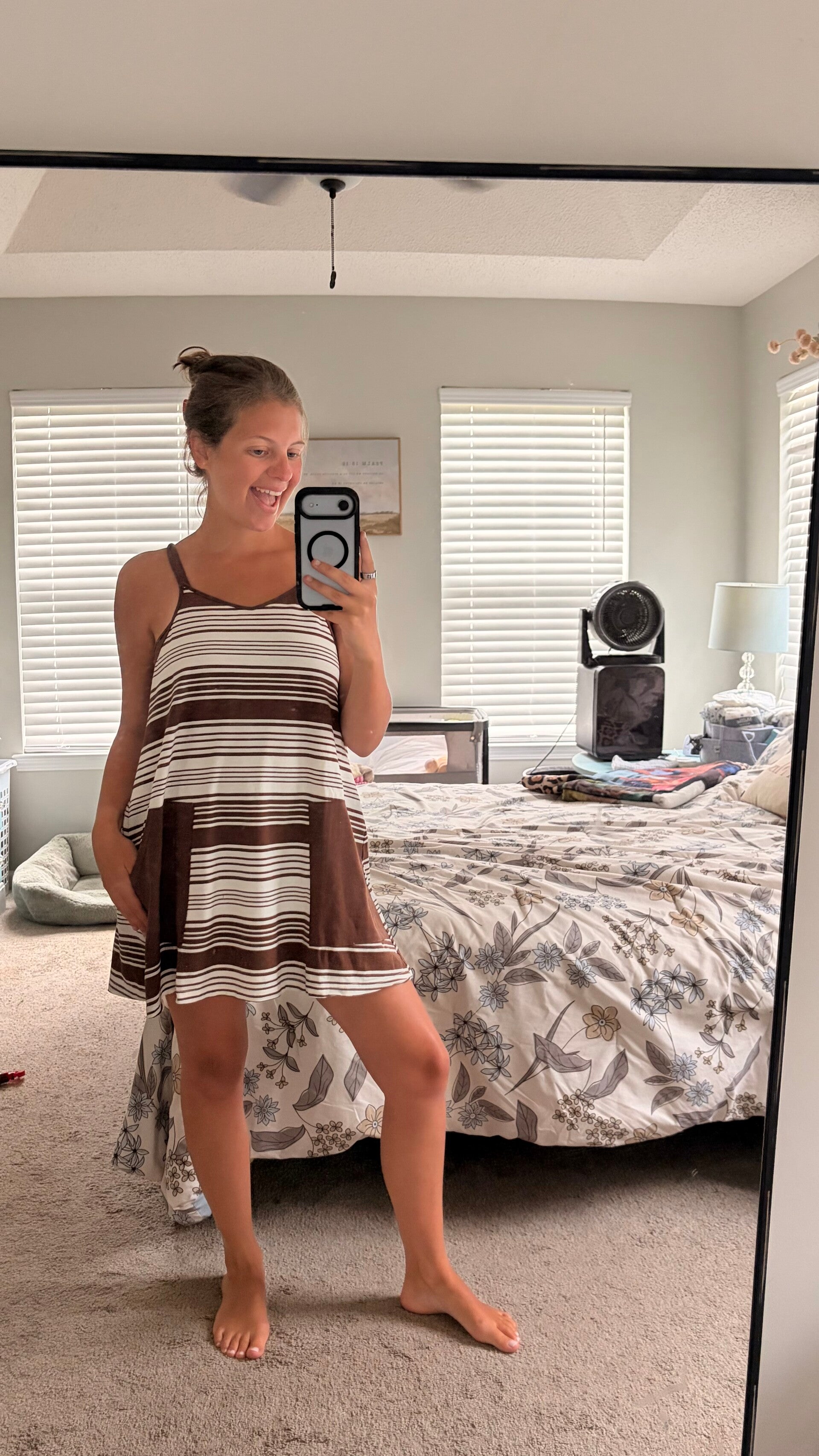 Brown Striped Athletic Dress