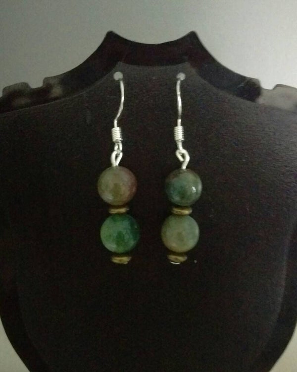 Indian agate beaded shepherd hook earrings