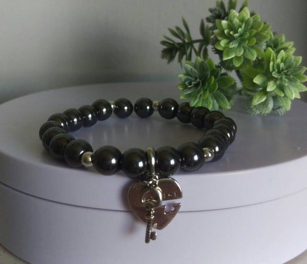 Best friends sterling silver charm & hematite beads