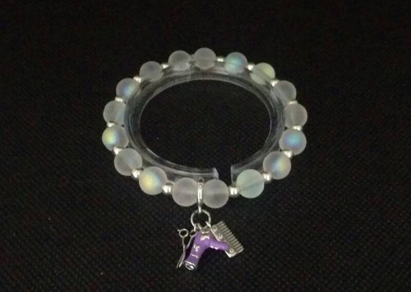 Moonstone beaded bracelet & hair themed sterling silver charms