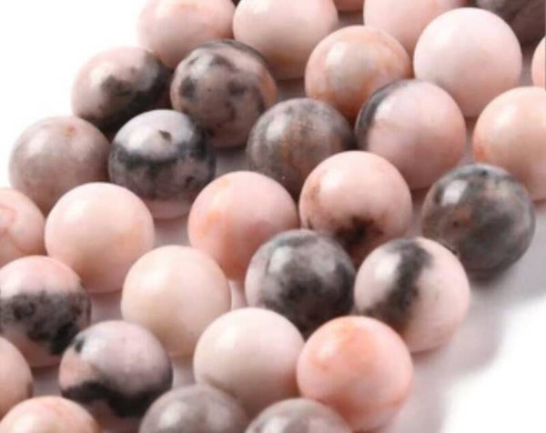 Adjustable pink zebra jasper sliding knot beaded bracelet